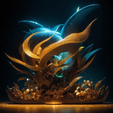 Fire, mercury, pearls, nautilus, gold mines，Stereo equidistance，starlights，Dingdall effect，Light and shadow intensification，3D modeling，Four-dimensional model，Virtual Engine，rendering，Studio lighting，The light shines，Fantasy atmosphere，vibrant with colors，...