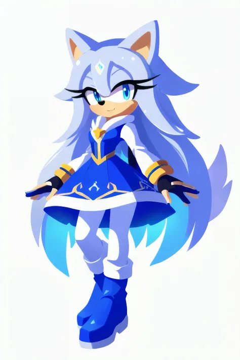 oc, Mobian, female, silver the hedgehog but female and white, spirit hedgehog, A beautiful white furred hedgehog (white) not blue white, , blue eyes, very long hair/quills with hair ornaments, long hair bangs, long streaks of hair on each side of her face,...