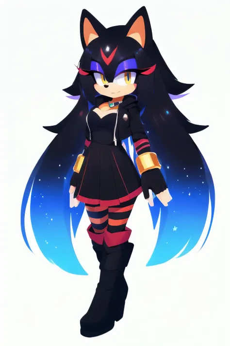 oc, Mobian, female, shadow The hedgehog but female, mystic hedgehog, A beautiful white furred hedgehog (white and black stripped) not blue, gold eyes, very long hair/quills with red stripes, hair ornaments, long hair bangs, long streaks of hair on each sid...