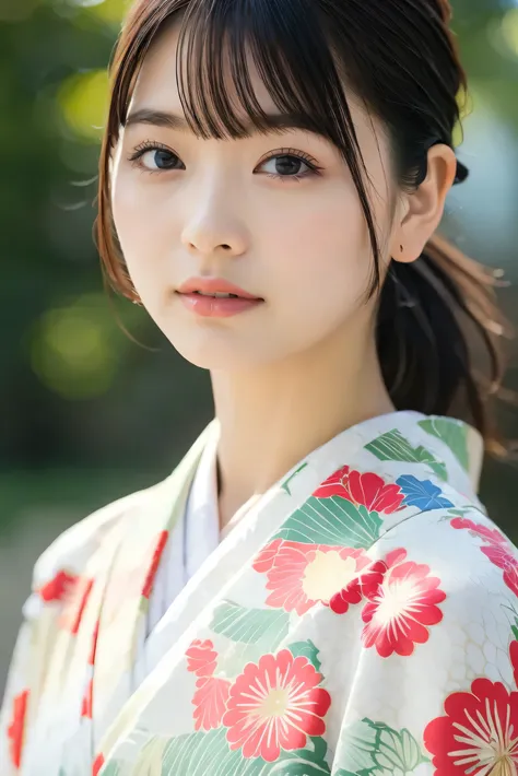 (8k, RAW photos, top quality , high res:1.1), (超 realisticな:1.4),( realistic, realistic:1.3),Japanese Beauty、kimono、(( upper body:1.3))