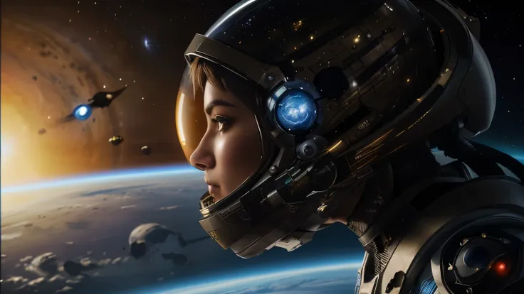 arafed woman in space suit looking at planets in the background, cgsociety 8k, cgsociety 8k, cgsociety 8 k, wojtek fus, cgsociety uhd 4k highly detailed, girl in space, cgsociety 4k, cgsociety 4 k, cinematic cgsociety, cgsociety 4 k uhd, epic sci - fi char...