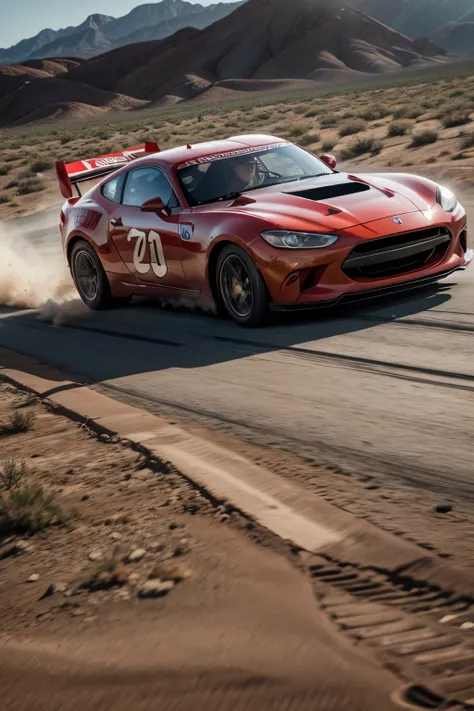 red car lightning mcqueen racing in alabama desert