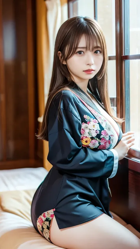   Actual 8K High Quality Images  、 Japanese New Year Decorated Room、 Slender and cute high school girl wearing sailor suit 、 Big Saggy Breasts  、 apply light makeup 、 Detailed hand fingers、 Big Soft and Tight Butts 、