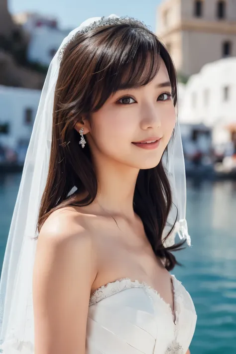 1 girl, ( wear a wedding dress:1.2), (Veil), very beautiful Japanese idol portrait,
( RAW photos, top quality ), ( realistic, realistic:1.4), (masterpiece),
very delicate and beautiful , very detailed, 2k wallpaper, amazing on the beach, finely, ...