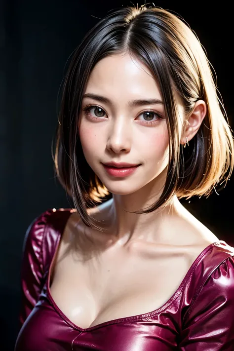 (nsfw:1.8、masterpiece,  best quality、 highest image quality taken by Ki),1 person, Alone, hyper  realistic,  realistic, realistic,  watch the audience ,  light blue eyes:1.4,Brunette  short bob hair with highly detailed shiny hair, Brightly colored winter ...