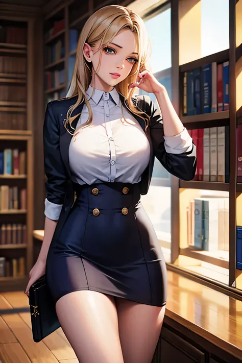 a beautiful 18 year old ninfeta linda wearing a school uniform looking at books in the school library, 8k high resolution, photorealistic, highly detailed, masterpiece, beautiful detailed eyes, beautiful detailed lips, extremely detailed face, long eyelash...