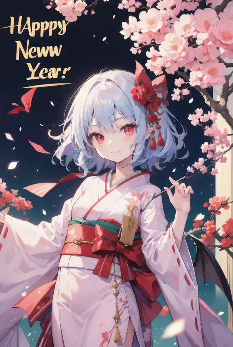  Remilia Scarlet, cute,smile,New Year, kimono,noon