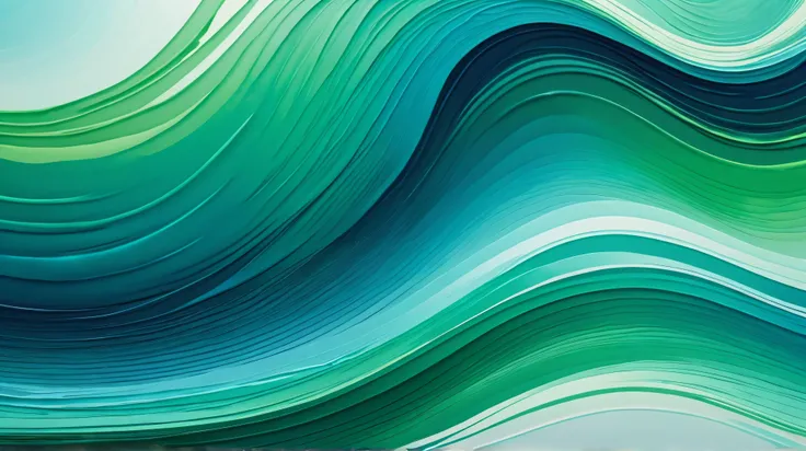 A calming HD paintbrush design featuring fluid strokes in gradient blues and greens, mimicking the motion of waves in water