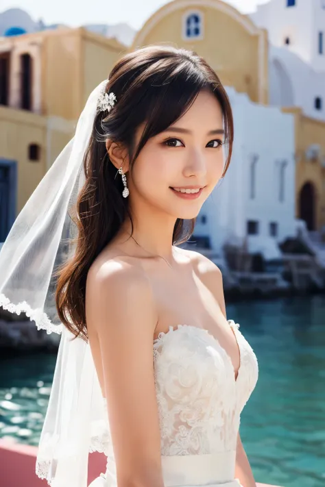 1 girl, ( wear a wedding dress:1.2), (Veil), very beautiful Japanese idol portrait,
( RAW photos, top quality ), ( realistic, realistic:1.4), (masterpiece),
very delicate and beautiful , very detailed, 2k wallpaper, amazing on the beach, finely, ...