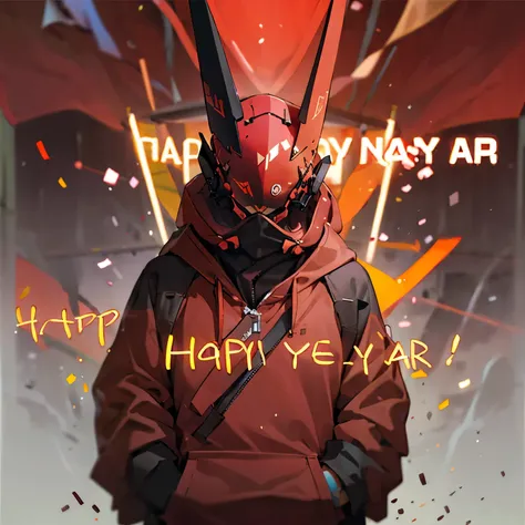 Black cyberhelmet,red hoodie colour,Solo,man,streamer,Happy New Year Celebrations 