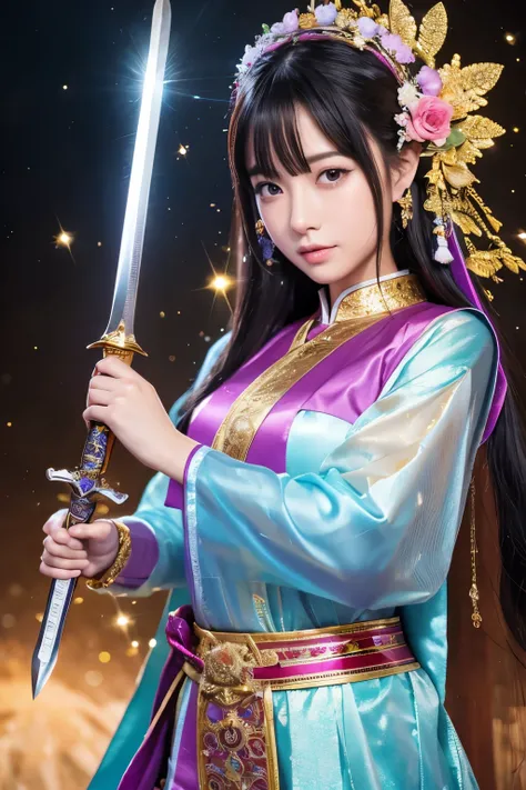  high image quality、 real、 beautiful girl、 vivid colors、delicate、 Decisive Detailed 、 fantastic、god秘的な、Different dimension、 Buddhas Realm、女godのgod剣、Sword Saint、god々Shii Daiken 、 realistic background、 Sparkling Outfit 、Sparkling Sparkle 、Great sword skills、...