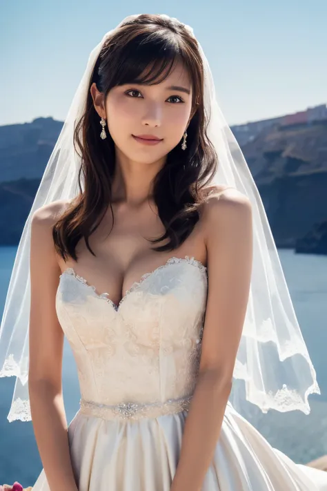  1 girl, ( wear a wedding dress:1.2), (Veil),  very beautiful Japanese idol portrait, 
( RAW photos,  top quality ), ( realistic,  realistic:1.4), (masterpiece), 
 very delicate and beautiful ,  very detailed, 2k wallpaper,  amazing on the beach, finely,  ...