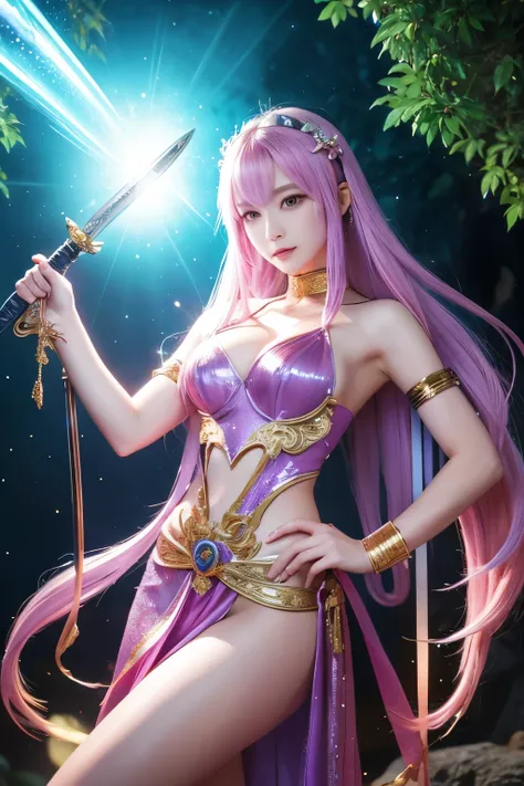  high image quality、 real、 beautiful girl、 vivid colors、delicate、 Decisive Detailed 、 fantastic、god秘的な、Different dimension、 Buddhas Realm、女godのgod剣、Sword Saint、god々Shii Daiken 、 realistic background、 Sparkling Outfit 、Sparkling Sparkle 、 Amazing Sword Skil...