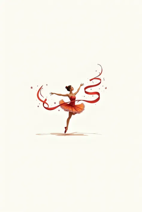 Logo with a ballerina jumping with a ribbon
