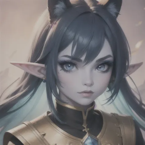 there is a close up of a woman with blue makeup and a pair of ears, elf with blue skin, beautiful avatar pictures, hyperdetailed fantasy character, detailed big eyes, blue elf, detailed fantasy digital art, great digital art with details, she has elf ears ...