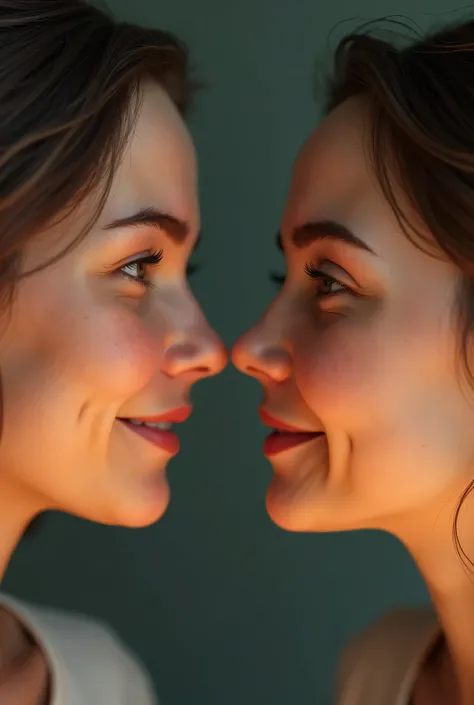 Realistic women shaking their faces affirmatively and opening their mouths