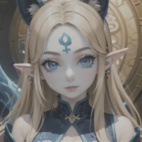 there is a close up of a woman with blue makeup and a pair of ears, elf with blue skin, beautiful avatar pictures, hyperdetailed fantasy character, detailed big eyes, blue elf, detailed fantasy digital art, great digital art with details, she has elf ears ...