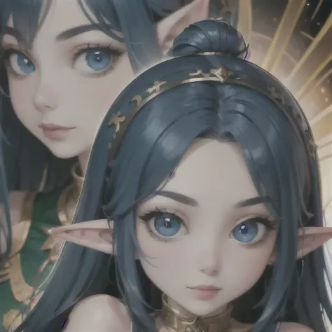 there is a close up of a woman with blue makeup and a pair of ears, elf with blue skin, beautiful avatar pictures, hyperdetailed fantasy character, detailed big eyes, blue elf, detailed fantasy digital art, great digital art with details, she has elf ears ...