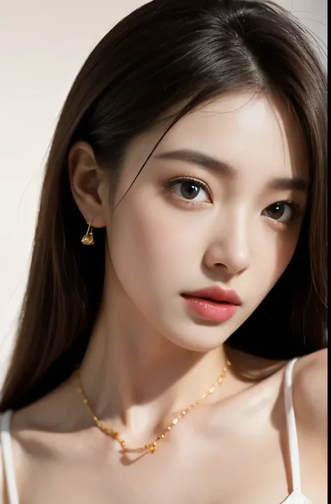 (masterpiece:1.3), (8 thousand,  realistic,  RAW photo,  best quality: 1.4), (1 female),(((Very sexy))), ((( beautiful makeup))), (((유난히 아름다운  realistic 얼굴))), (((Create a slim and beautiful body))), ((( long lashes))),  ((( double eyelids))), (((Brown hai...