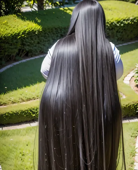 Japanese absurdly long hair fat mature back style 002