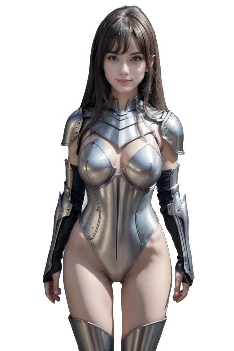 a realistic woman in high leg armor