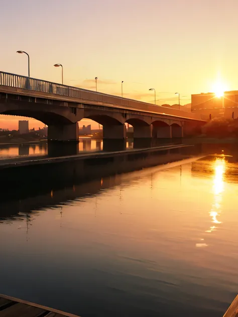 bridge, sunset, no people