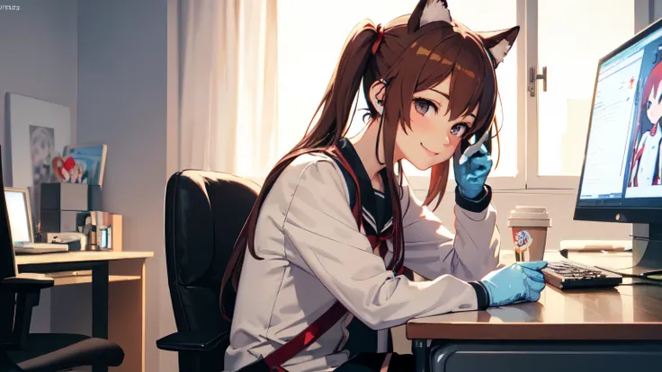  interior design
AMUSED SMILE UP BODY 、 headphones、 PALM
Anime girl sitting at desk with computer and coffee, Anime aesthetics, Computer Aesthetics,  Lofi Girl ,  anime atmosphere ,  ,  in, Anime aesthetics, Anime girl desktop background,  cute girl anime ...