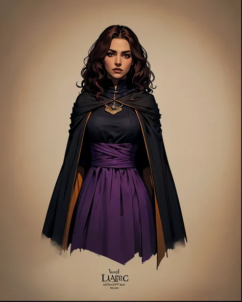  Beautiful woman dressed in a dark purple dress and a black cloak,  with brown skin, hair is red long and wavy, Solo, High Resolution, Masterpiece, Anatomically Correct, Accurate, Best Quality, Simple Background, rule of thirds, Wizarding World, Harry Pott...