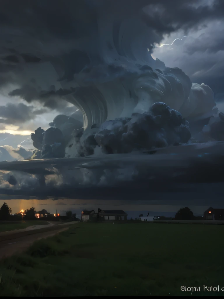 a green field with a line of grass under a dark sky, during a storm, stormy atmosphere, beautiful and ominous, gloomy weather. high quality, storm clouds, stormclouds, bad weather approaching, storm weather, stormy weather, menacing atmosphere, stormy day,...