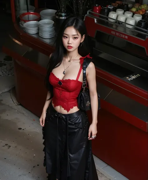  there is a woman in a black dress posing for a photo, korean girl, Beautiful young Korean, cruel korean goth girl,  beautiful South Korean woman , asian girl,  jennie blackpink , Beautiful young Korean, ulzzang, heonhwa choe, korean woman,  wears a sleeve...