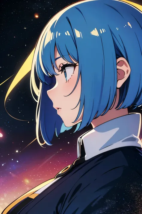 Blue Hair　Bob　 girl 　profile　universe