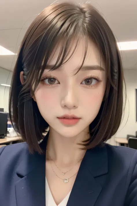 ( best quality :1.3)、(masterpiece:1.4)、 absurd 、(abyss)、 best illustrations、 RAW photo、8k、(最 high resolution)、( best quality )、 high resolution、 Every Detail of Your Beautiful Face、 realistic human skin 、( long bob hair:1.3)、( straight hair)、(low hair volu...