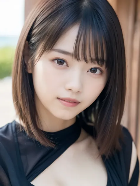 Top Masterpieces 、 best quality , super high definition、8k、1 girls with light makeup,、 blurry background, ( asymmetrical bang 、 long straight hair pointing to penis), (Lightweight blouse、 blouse made of soft fabric 、Semi-transparent blouse、Your underwear...