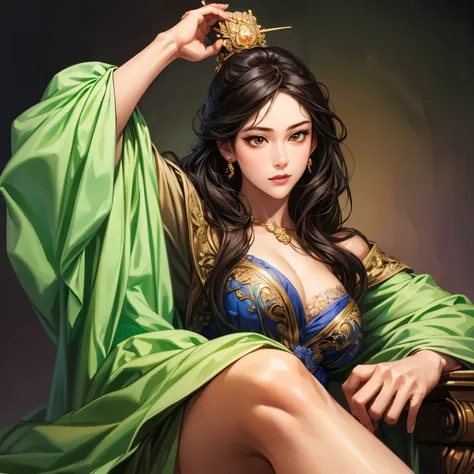  beautiful woman in rococo style, oil painting, Illustration of Three Kingdoms Jiyeon , Female solo,  detailed face ,  perfect hand ,  elegant pose ,  watercolor landscape background , ( top quality, 4K, 8k,  high resolution, masterpiece: 1.2), Very detail...