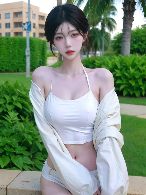  A beautiful woman with a perfect figure ：1.4， cascading hairstyle ，Prominent cleavage， bikini：1.5，Ultra short pleated skirt ，whole body， Highly detailed facial and skin textured， Double eyelids，Skin Whitening，Long black hair