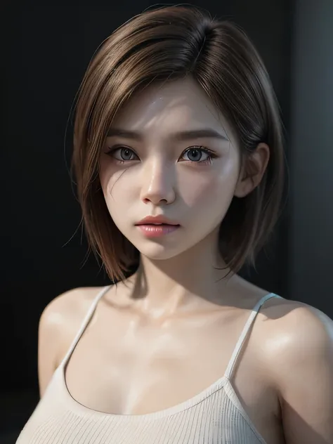 90s  Asian caucasian girl, 3d character head model, Realistic style,  Young female arrange 18 - 19 years old, Innocent, Short/medium hair style,  high quality, ultra realistic render, photoshoot angle