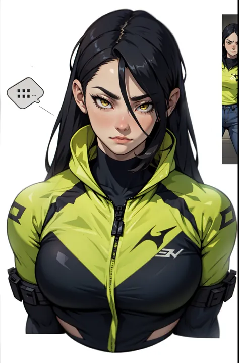 perfect female anatomy muscular girl giant breasts empty eyes embarrassed black hair yellow eyes pale skin perfect female anatomy perfect female anatomy feminine female breasts