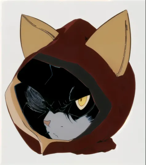 masterpiece, best quality, there is a cat with a hood on its head, wearing a hood with pointy ears, sora as a cat, anthropomorphic cat ninja, anime cat, anime cat, in a hoodie, male rouge assassin, in a hood, unknown artstyle, neko, cloaked, wearing a dark...