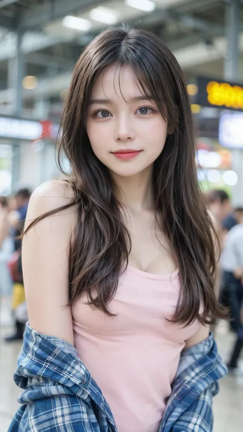 Sharp focus :1.2, A pretty girl 24 years old with perfect figure :1.4, Slender abs :1.3, Raw photography、超A high resolution, full body, Ultra High Definition, Detailed Photo, ((a big smile on her face)), Sexy, Facing Camera, Close-up , (1girl), Beautiful F...