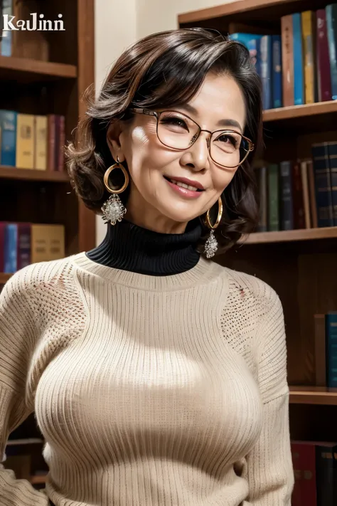 ７８ years old　Mom　MILF　Korean, Lady　large earring　Big choker　　realisitic　Gorgeous Madame Beautiful Mature Woman　sexy　Smile　Gentle woman navel piercing　４K　High quality 