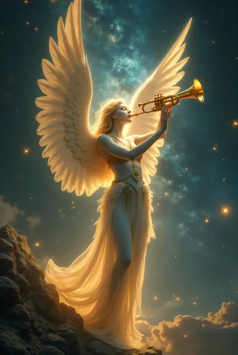 celestial being playing the trumpet