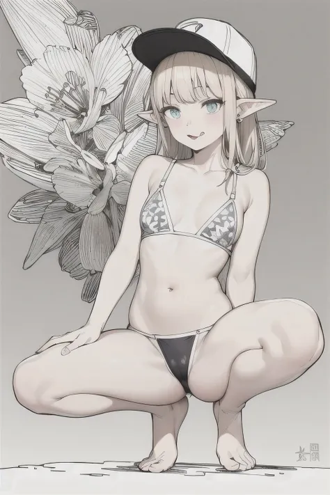 Move 、   I'm wearing a hat and knife   .,    I'm wearing headphones  , (masterpiece,    top quality)    Detailed    , Silver accessory    , Blonde ,,    LAM, pointy ears    ，    Chinese element pattern   ，    Wear a white shirt    ,belly button exposure,  ...