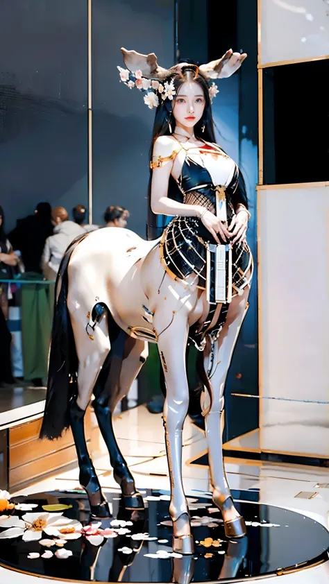 （ integrated perfect fusion 、 seamless nesting 、 The mythical biochemical cyber-female centaur, half man, half horse, half man, half horse ：1.6）Play Go，panoramic， Master Composition ， Clean Picture ， bright color ，hdr， Ultra HD Quality ，（Super wide angle， ...