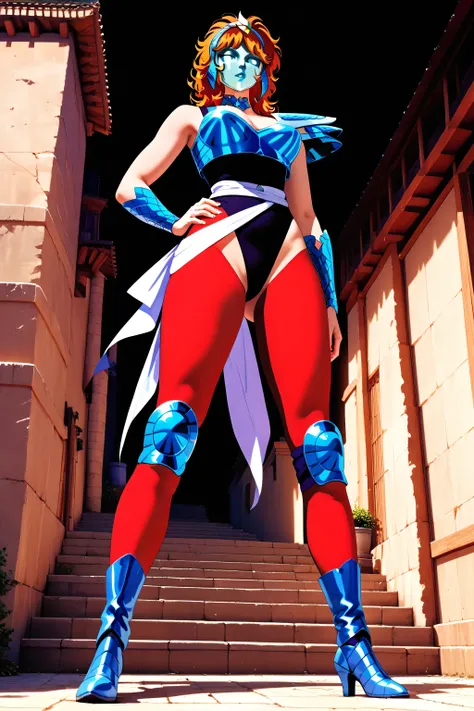 score_9,score_8_up,score_7_up,from below, 1girl,mature female,full body,standing,hand on own hip,medium breasts,narrow waist,wide hips,mature female,milf,high heel boots,jewelry, Outstanding,master work,32K,UHD,best quality,perfect work,ray tracing,ultra-c...