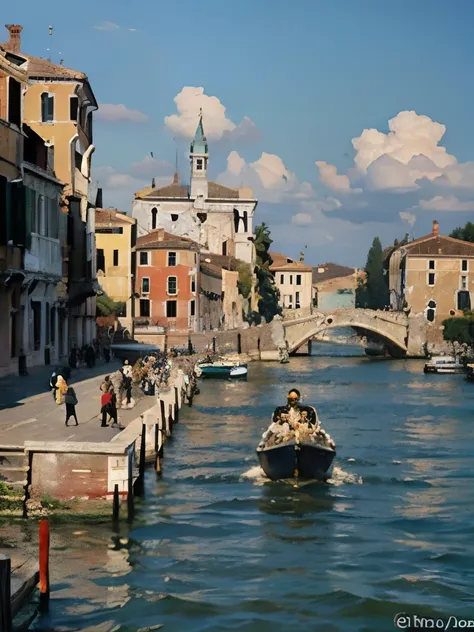 arafed view of a building on the water with a boat in front, a digital rendering by Canaletto, pixabay, renaissance, italian renaissance architecture, ornate palace made of green, venice biennale, venice, intricate venetian patterns, trending photo, master...