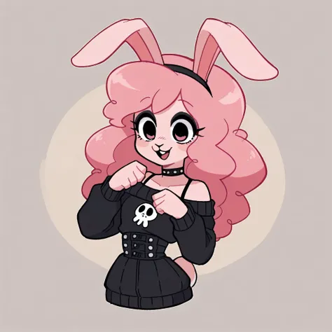 better quality, very detailed illustration , , ( Anthropomorphic furry rabbit:1,7), ruffled voluminous bouncy hair , rabbit ears, playful look, delgado, ideal body, thin waist , wide hips, simple drawing, Artifyber style , pastel flat colors , beautiful, c...