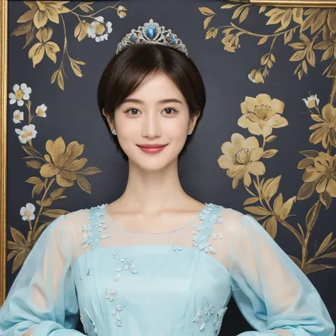 352 ( Twenty Year Old Princess and 20 Year Old Prince),( short hair while on a business trip), ( high definition), (smile), ( fancy mesh costume), (flower), ( painting by Pablo Picasso )