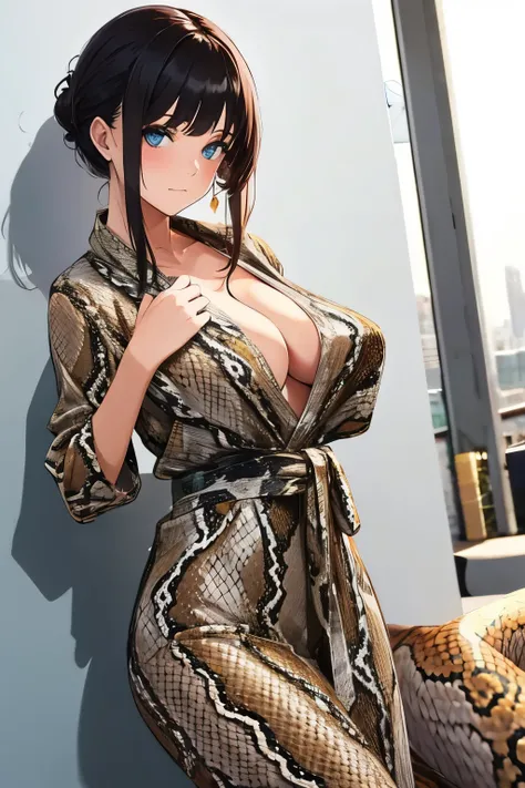 Photo of a beautiful girl, wearing a snake cloth, (masterpiece, best quality:1.2) 