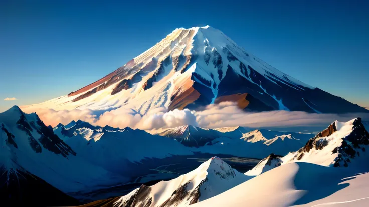  clear blue sky and snowy mountains close-up, mount Fuji,  m . Fuji, mountain Fuji on the background, mount Fuji on the background, mount Fuji background, mount Fuji in the background, Japanese Mountains, Fuji choko, Snow piled up at the top , Big Mountain...