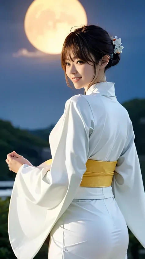 ((( carefully depict limbs based on perfect anatomy with deep depth of field))),((( Wear a light white costume elegantly according to the basics of Japanese kimono:1.9))),An elegant work,Looks great with earrings,((Gravure shooting at a snowy mountaintop w...